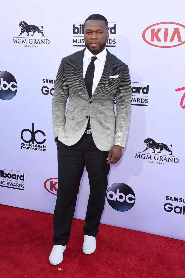 grey suit red tie